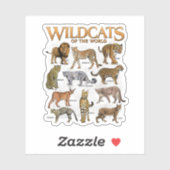 Wilde Katten Dieren van de Wereld Educatieve Wild  Sticker (Vel)