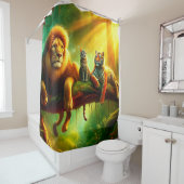 Wilde katten douchegordijn (In situ)