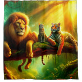 Wilde katten douchegordijn (Voorkant)