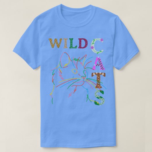 WILDE KATTEN KLEURRIJKE FELINE T-SHIRT (Design voorkant)