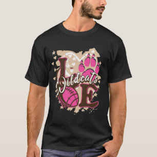Wilde Katten Liefhebben Voetbal Sporten Typografie T-shirt