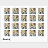 wilde katten-stickers vierkante sticker (Vel)