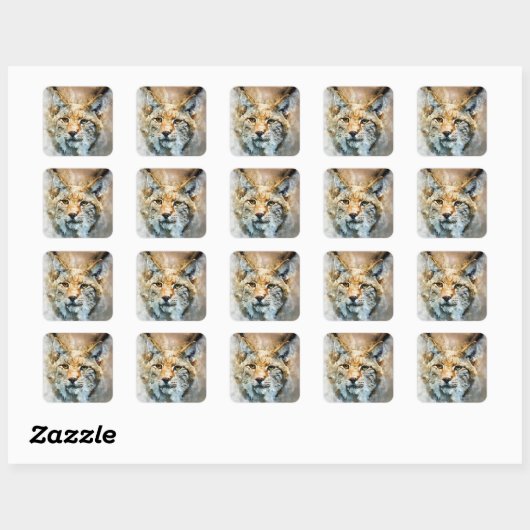 wilde katten-stickers vierkante sticker (Vel)