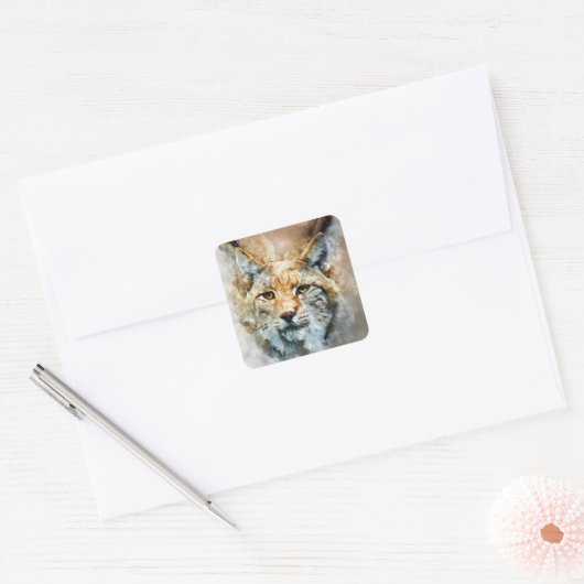 wilde katten-stickers vierkante sticker (Envelop)