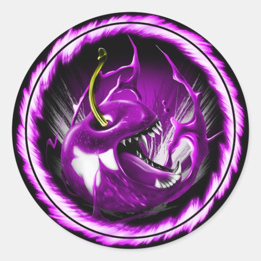 Wilde kers paarse ronde sticker (Voorkant)