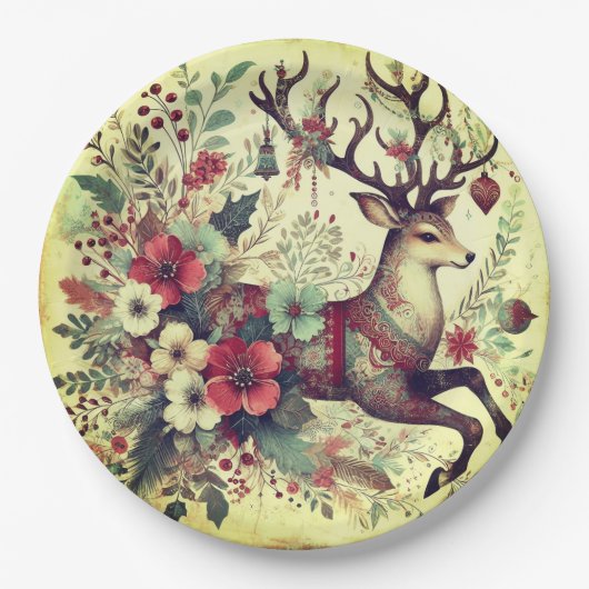 Wilde kerstbloem papieren bordje (Voorkant)