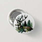 Wilde kerstbloem ronde button 3,2 cm (Voorkant /achterkant)