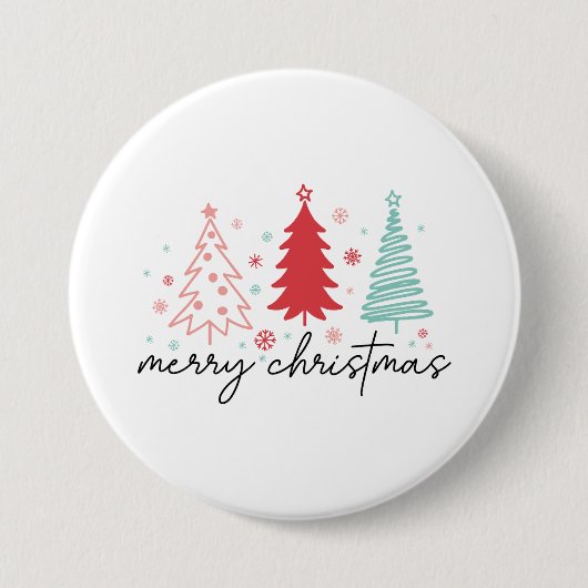 Wilde kerstbloem ronde button 7,6 cm (Voorkant)