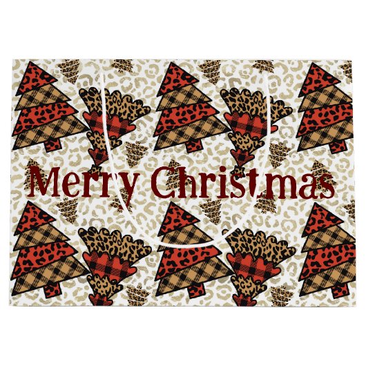 Wilde kerstbomen inpakpapier groot cadeauzakje (Voorkant)