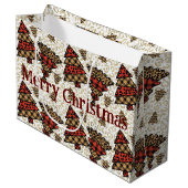 Wilde kerstbomen inpakpapier groot cadeauzakje (Voorkant Gekanteld)