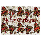 Wilde kerstbomen inpakpapier groot cadeauzakje (Achterkant)