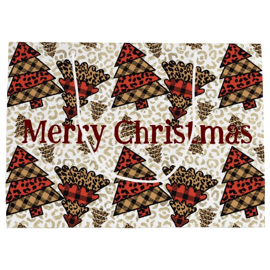 Wilde kerstbomen inpakpapier groot cadeauzakje (Achterkant)