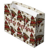 Wilde kerstbomen inpakpapier groot cadeauzakje (Achterkant Gekanteld)