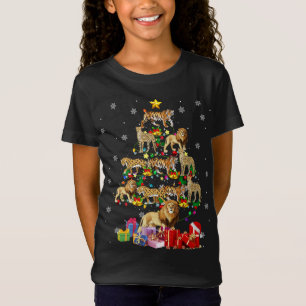 Wilde kerstboom met wilde dieren Xmas Lion Tiger C T-shirt