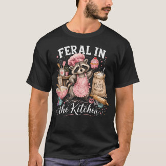 Wilde Keukenpret met Grappige Wasbeer Bakset T-shirt
