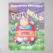 Wilde Kids Kamer Poster met Naam & Jaar Geboren (Voorkant)