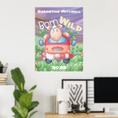 Wilde Kids Kamer Poster met Naam & Jaar Geboren (Thuiskantoor)