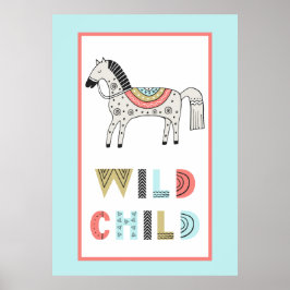 Wilde Kind Scandia Paarden Nursery Poster