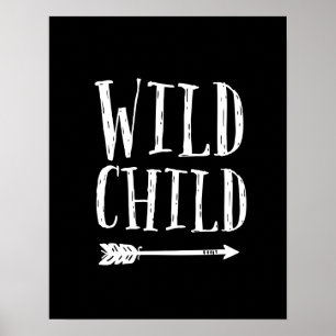 Wilde kinderen afdrukken zwart-wit decor poster