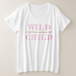 Wilde kindveren en kralen boho roze slogan t-shirt