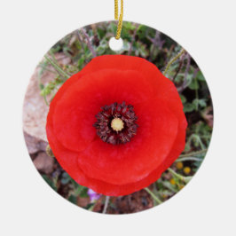 Wilde Klaproos Keramisch Ornament