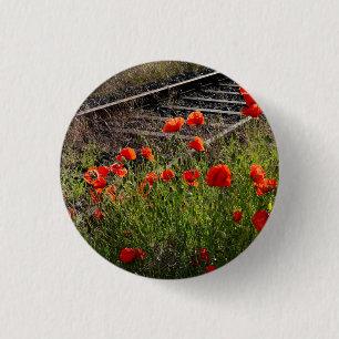 Wilde klaproos ronde button 3,2 cm