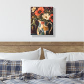 Wilde klaprozen in een patchwork-aarden kruik bloe canvas afdruk (Insitu (Slaapkamer))