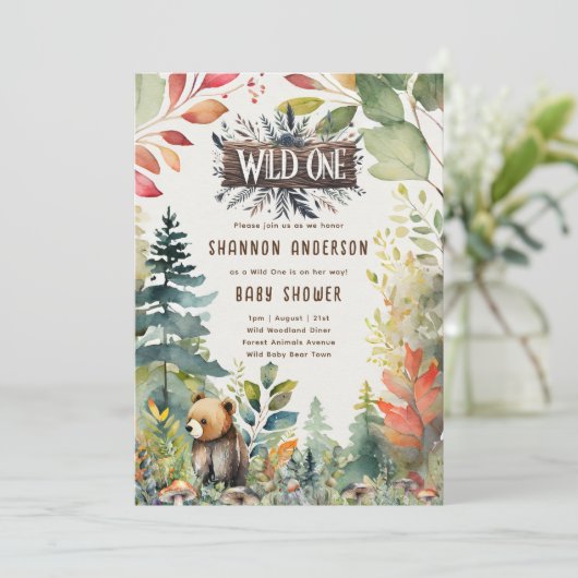 Wilde kleine beer bosdieren rustiek kaart (Staand voorkant)