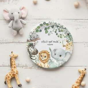 Wilde Kleine Cute Safari Jungle Dieren Baby Borrel Papieren Bordje