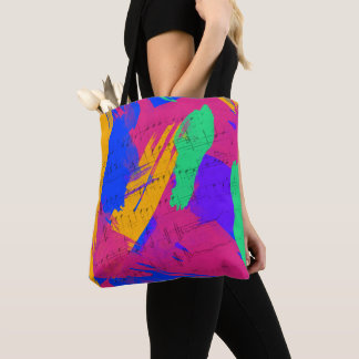 Wilde kleuren en Muzieknoten Tote Bag