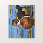 Wilde kleurrijk hout Duck Blue Water Foto Legpuzzel (Verticaal)