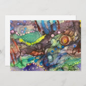 Wilde kleurrijke alcoholinkt Abstracte kunststofle Bedankkaart (Voorkant / Achterkant)