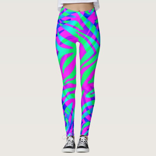 Wilde kleurrijke Zebra Leggings (Voorkant)