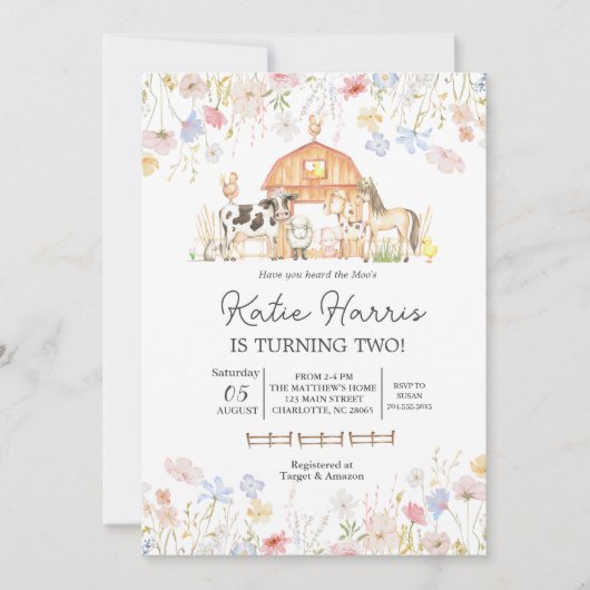 Wilde Koe Birthday Uitnodiging (Voorkant)
