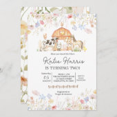 Wilde Koe Birthday Uitnodiging (Voorkant / Achterkant)