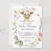 Wilde Koe Birthday Uitnodiging (Voorkant)