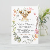 Wilde Koe Birthday Uitnodiging (Staand voorkant)