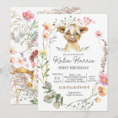 Wilde Koe Birthday Uitnodiging (Voorkant / Achterkant)