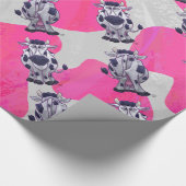 Wilde Koe Roze en Wit Cadeaupapier (Hoek)