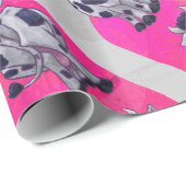 Wilde Koe Roze en Wit Cadeaupapier (Rol Hoek)
