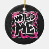 Wilde Koe Roze en Wit Keramisch Ornament (Voorkant)