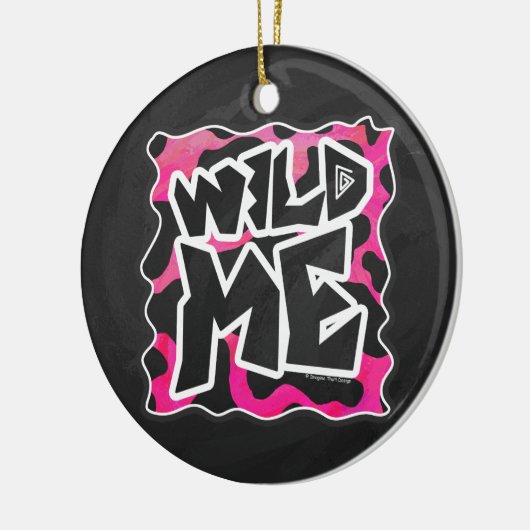 Wilde Koe Roze en Wit Keramisch Ornament (Links)