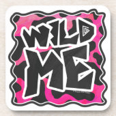 Wilde Koe Roze en Wit Onderzetter (Voorkant)