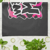 Wilde Koe Roze en Wit Theedoek (Gevouwen)