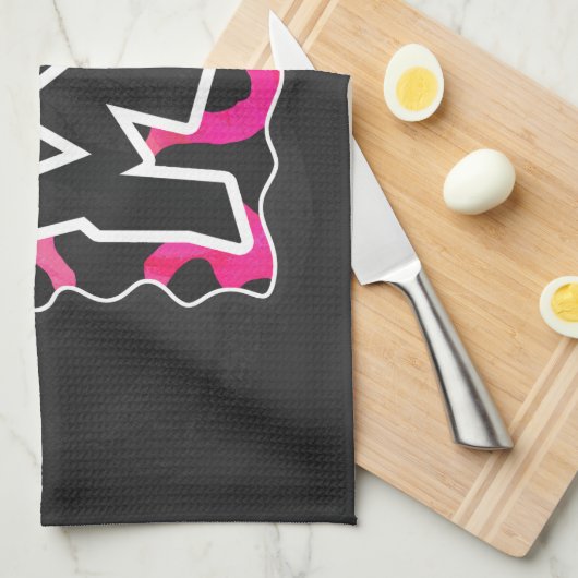 Wilde Koe Roze en Wit Theedoek (Quarter Fold)