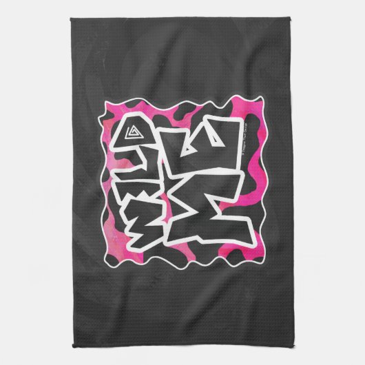 Wilde Koe Roze en Wit Theedoek (Verticaal)