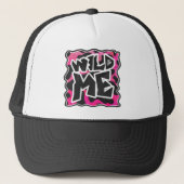 Wilde Koe Roze en Wit Trucker Pet (Voorkant)