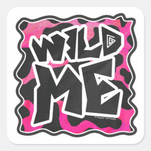Wilde Koe Roze en Wit Vierkante Sticker