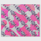 Wilde Koe Roze en Witte Cadeaupapier (Vlak)