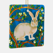 Wilde konijn en bloeiende takken keramisch ornament (Rechts)